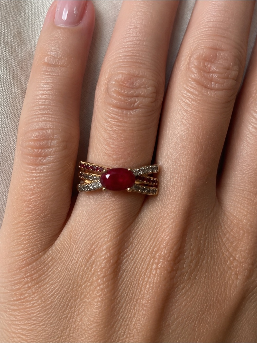 Bolt Spirit Rose Gold Plated Pink Bi-Color Tourmaline Ring Size 10 NWT